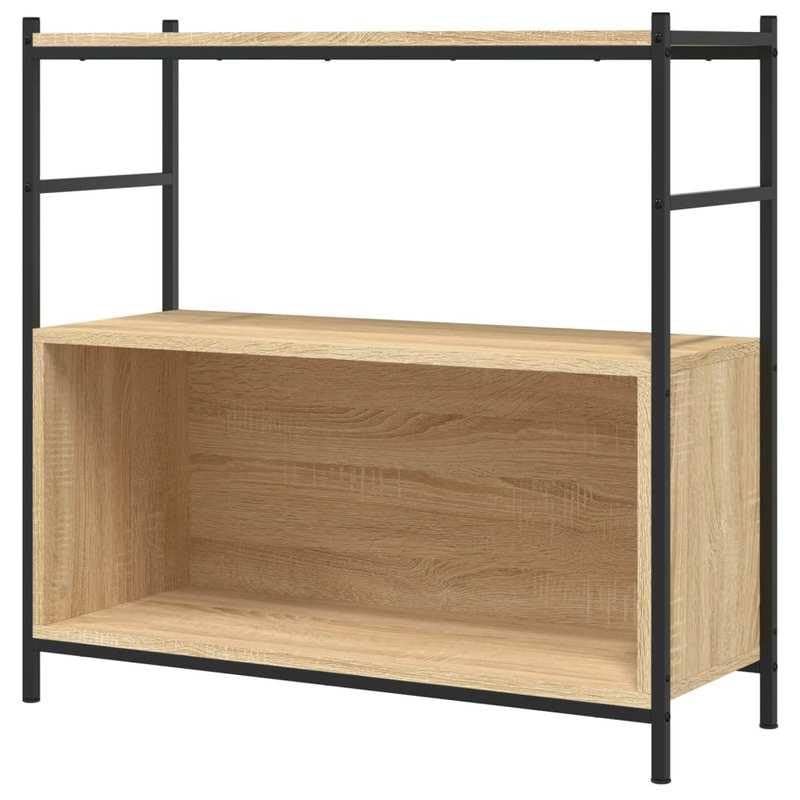 Eleganz Estantería de roble Sonoma 80 x 30 x 78,5 cm – Sistema de estantería de madera y hierro para salón, oficina, estantería estable para libros y decoración