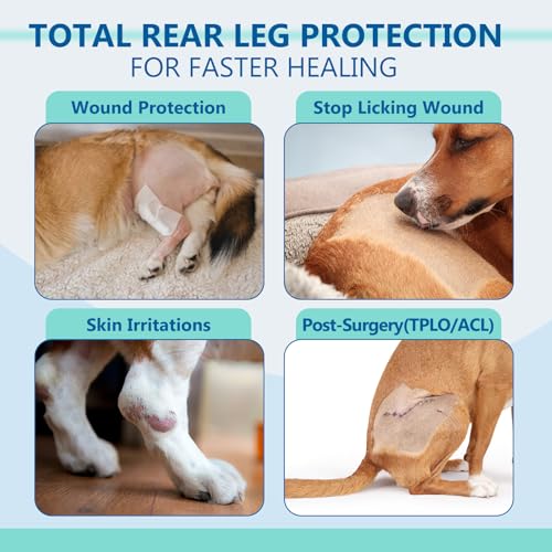 Image of Dog Rear Leg Sleeve to Stop Licking, Breathable Anti-Slip Recovery Sleeve Pants for Wound Protection After ACL /TPLO Surgery, Hot Spots, Lick Granulomas-Cone Alternative for Leg Healing,XS