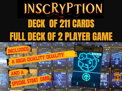 Inscryption Card Game, Inscryption Cards. Fully Eligible for 2 Player Game. Gift for Friends, Gifts for Events... (A: 211 Laminated Cards (Exclude Wooden Box))