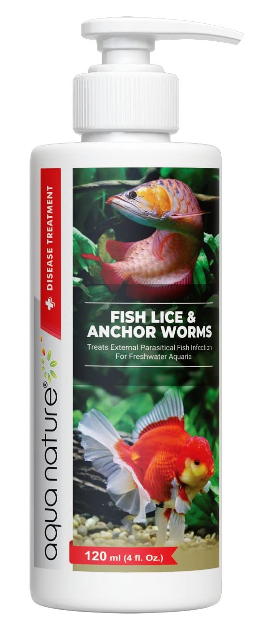 AquaNature Fish Lice & Anchor Worms Treats External Parasitical Fish Infection for Freshwater Aquarium. (120ml)