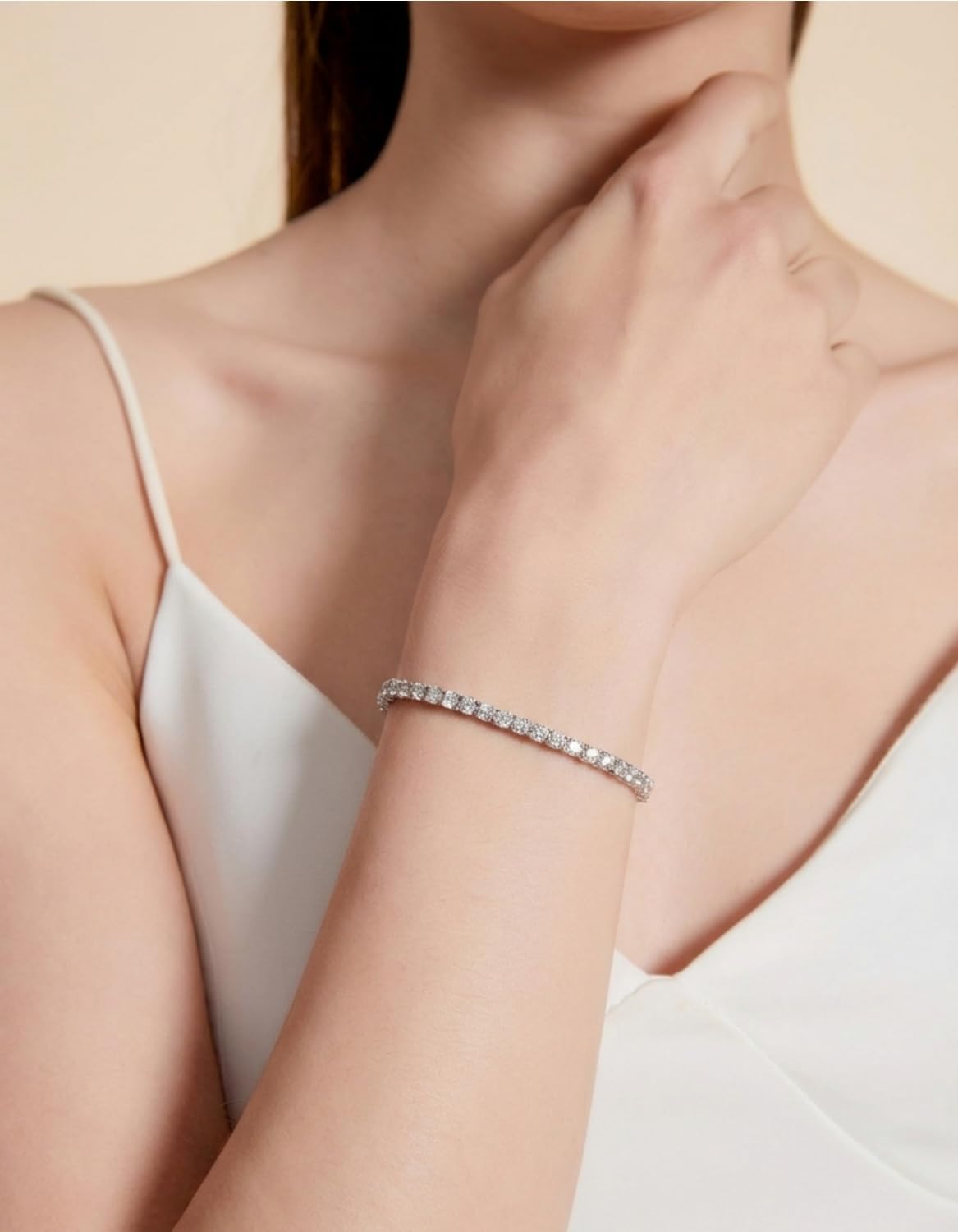 KRKC&CO Lab-Grown Moissanite Tennis Bracelet Women, Luxury Anniversary Wedding Bridal Gift for Wife, 2.2-13.8 ct.tw, D Color VVS1, 925 Sterling Silver 14K Golden Plated, Hypoallergenic, Everyday Jewelry - Image 3