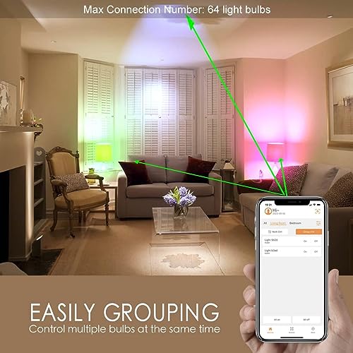 iLC Colour Changing LED Light Bulb B22 8W RGBW Controlled by APP, Sync to Music, Dimmable Multi-Color 60 Watt Equivalent (2 Pack) - Image 4