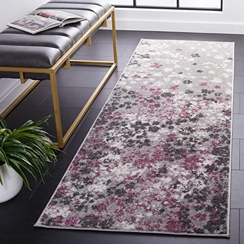 SAFAVIEH Adirondack Collection Runner Rug - 2'6" x 6', Light Grey & Purple, Floral Design, Non-Shedding & Easy Care, Ideal for High Traffic Areas in Living Room, Bedroom (ADR115M)