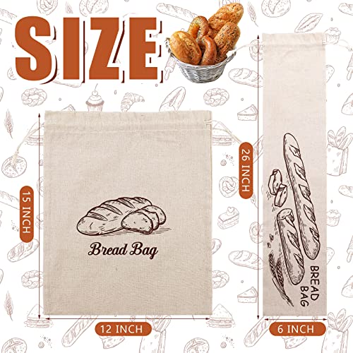 8 Pcs Linen Bread Bags For Homemade Bread 2 Sizes Natural Bread Storage Bags Reusable Artisan Bread Storage Unbleached Bread Container Gift Bags For Home Bakery Picnic Gifts 12 X 15 In 6 X 26 In #TOP1
