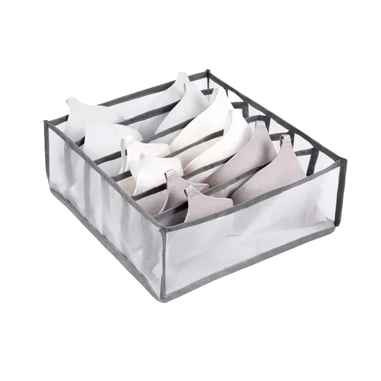BAYNOPURIN Sock Storage Box Underwear Drawer Organizer Storage Box Foldable Closet Socks Bra Underpants Divider Organizers Easy To Wash(Beige 6 cells)