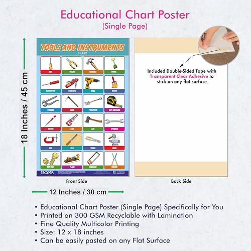 Image of ESCAPER Tools & Instruments Educational Charts for Kids, Charts for Kids Learning (11.5 x 17.5 inches), Kids Study Material, Kids Learning Books, Educational Posters