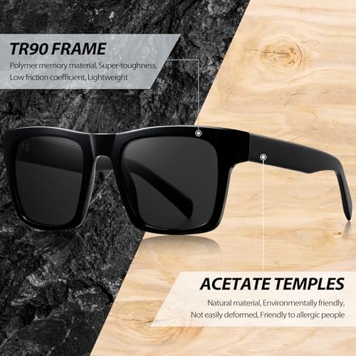 Joopin Acetate Square Sunglasses Men Polarized UV400 Protection Trendy Oversized Sun Glasses Retro Shades Women3