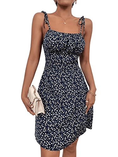 GORGLITTER Damen Geblümt Freizeitkleid Ärmellos Sommerkleid A Linie...