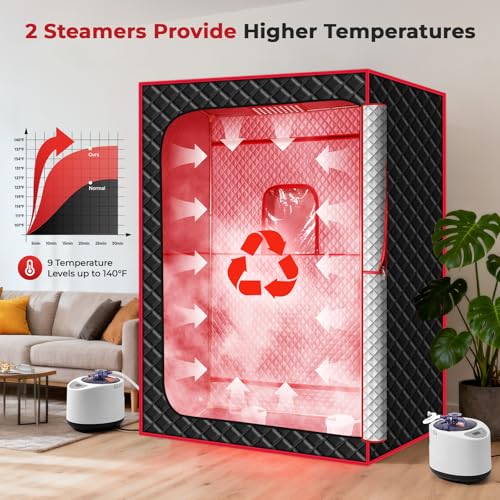 Morfone Portable Steam Sauna 2 Person Red Light Therapy, Full Body for Home - Image 3