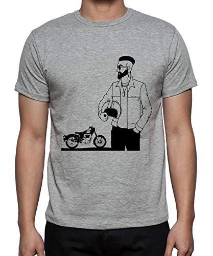 Image of Caseria Men's Cotton Printed T-Shirt -Bike Man | 100% Cotton | Half Sleeves | Regular Fit | Printed | Round Neck | Graphic T Shirt