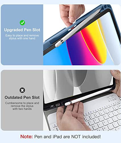 Image of Hamile for iPad 11th 10th Generation Case with Keyboard - 7 Colors Backlit Wireless Detachable Folio Keyboard Cover with Pencil Holder for iPad 11-inch A16 2025 10th Gen 10.9 Inch 2022 (Blue)