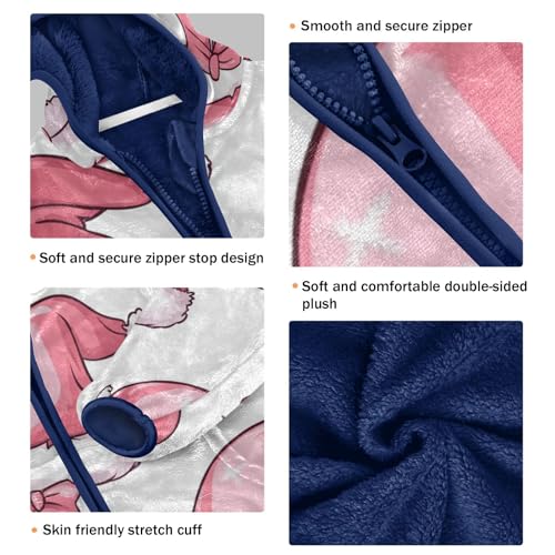 Bow Christmas Hat Girls Fleece Jacket Girls Fall Jacket Girls Zip Up Hoodie Girls Sherpa Jacket 2-10T3