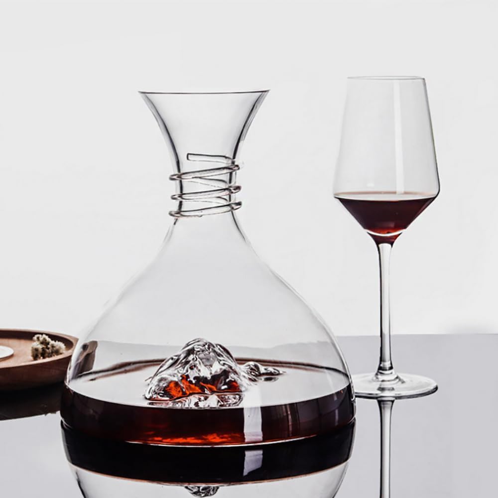 Decantador de Vino Tinto de 1800 ml, Decantador de Vino de Cristal Iceberg, Aireador de Vino rápido para el hogar Decantador de Jarra de Vino soplada a Mano para Amantes del Vino