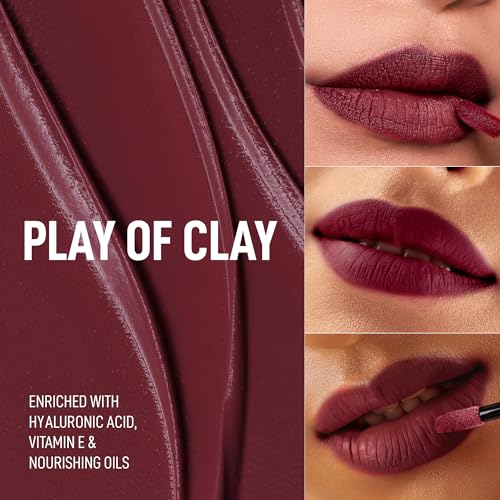 Image of RENEE Stay With Me Matte Transferproof Liquid Lipstick- Play of Clay | Waterproof & Smudge-proof | Bold Pigment, Lightweight & Long-lasting | With Hyaluronic Acid & Vitamin E | 6 ml