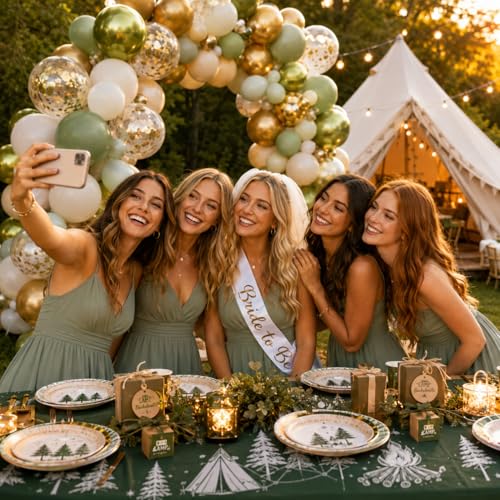 Image of Sage Green Gold Balloons, 12 Inch 60 Pcs Metallic Olive Green White Gold Confetti Balloons Retro Green Balloons for Birthday Bridal Baby Shower Wedding Jungle Safari Camp Bachelorette Decorations
