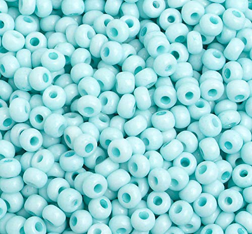 Czech Glass Seed Bead/Pony Bead 6/0 Chalk Light Turquoise SOLGEL - 500g Bulk Bag by Preciosa (Jablonex)