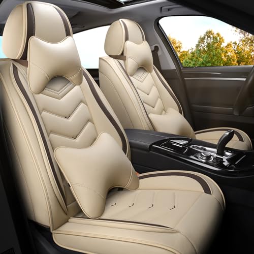 Image of ADERN Car Seat Covers for Jeep Wrangler 2000-2026, Premium Nappa Leather Car Seat Cover, Stylish Sport Seat Covers， Automobile Seat Cover Sets.(Luxury 2 Seats /Beige)