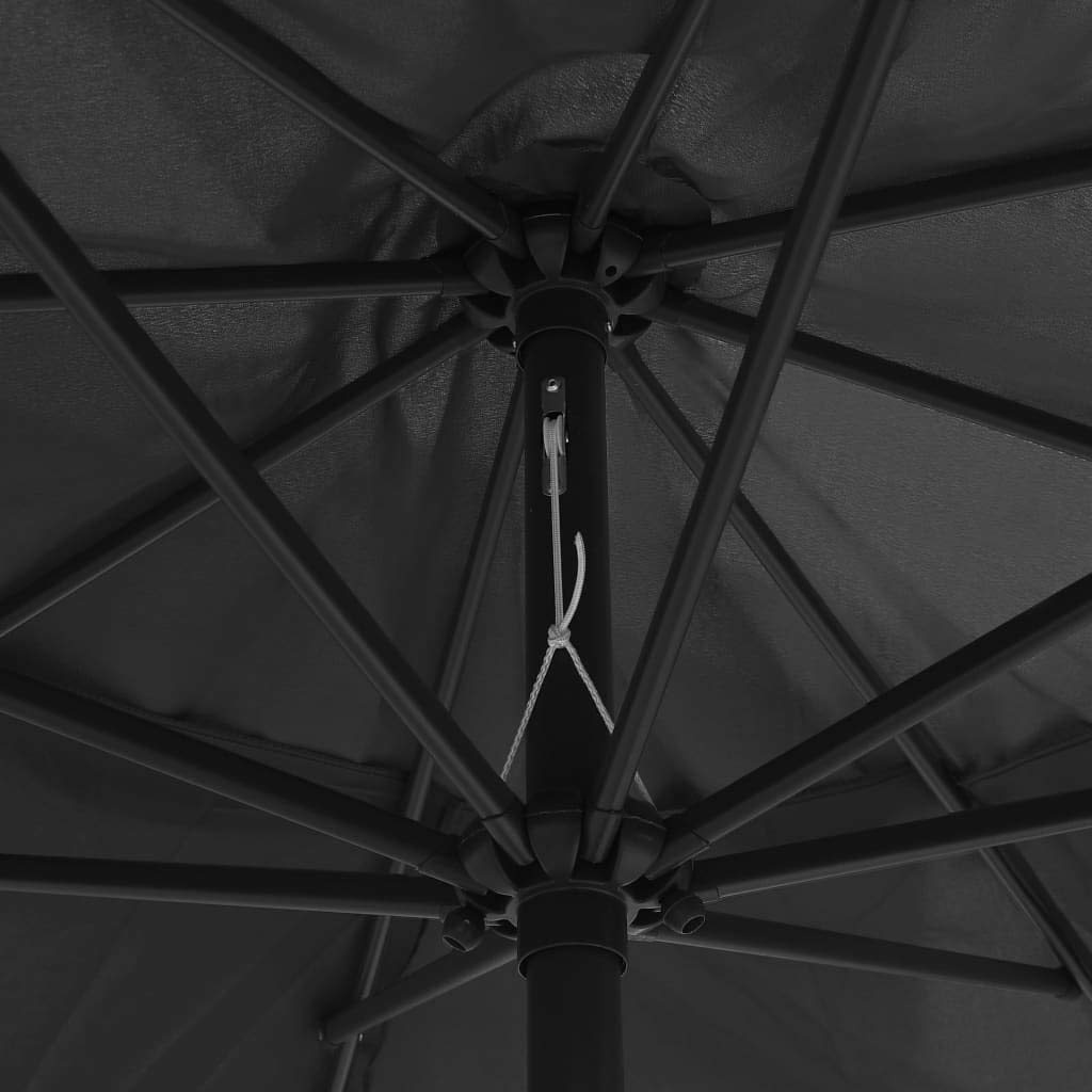 Parasol ogrodowy, parasol przeciwsłoneczny, baldachim do ogrodu, na zewnątrz, na patio, z metalowym słupkiem, 390 cm, antracytowy