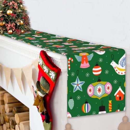 Chemin de table décoration de Noël lavable et isolant pour salle à manger