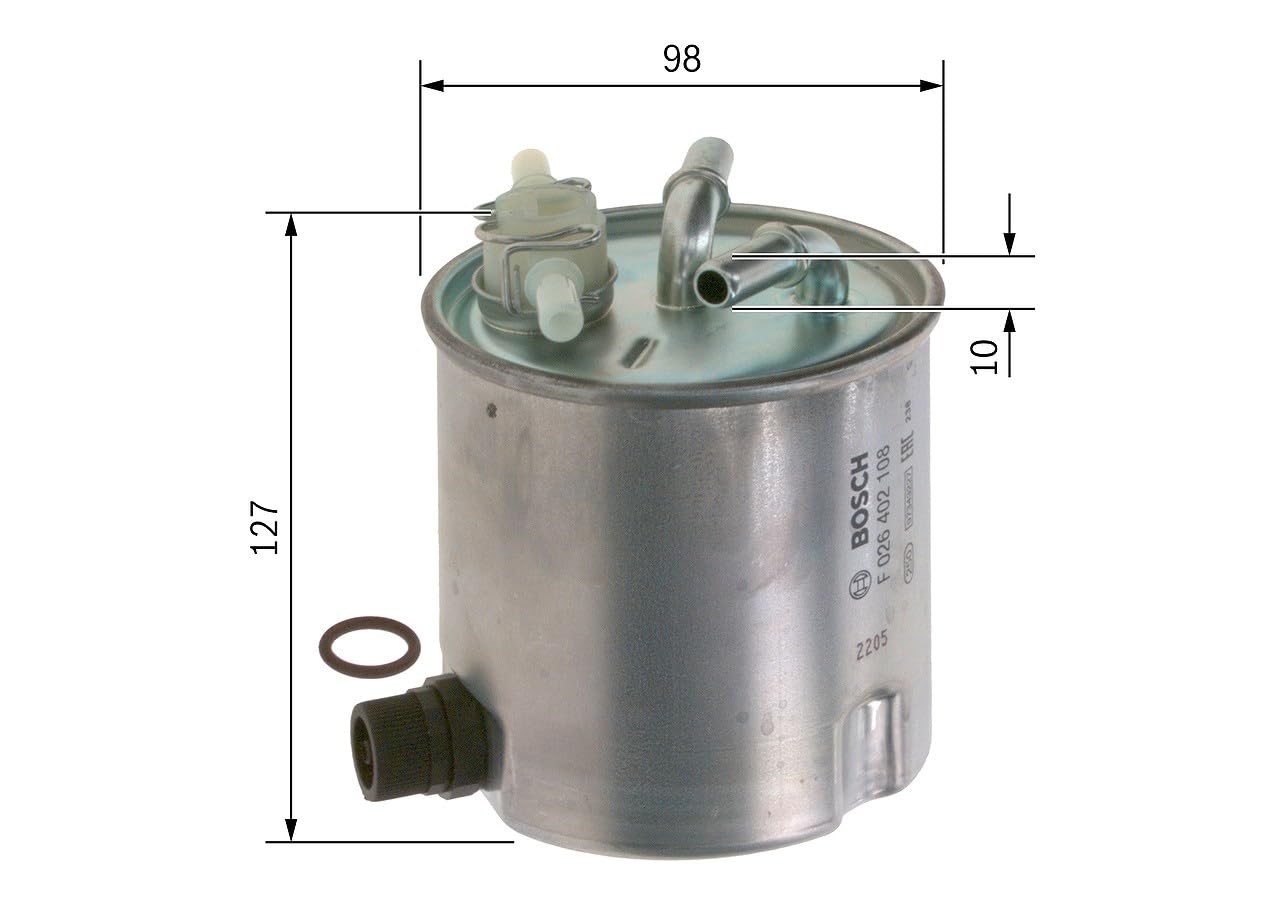 Bosch N2521 Filtre à Carburant Diesel - Sépare les Particules du Carburant - Protège le Système d'Injection