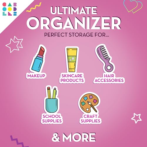 Image of Caboodles On-The-Go Girl Makeup Box, Two-Tone Pink on Violet, Hard Plastic Makeup Organizer Box, Built-In Mirror, Secure Latch for Safe Travel, Spacious Storage for Large Items