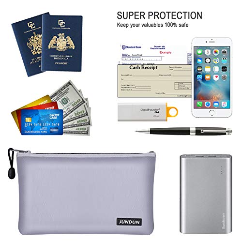 JUNDUN Fireproof Money Bag, 10.6"x6.7" Fireproof and Waterproof Cash Bag with Zipper Closure,Fireproof Safe Storage Envelope for Document,Passport,Jewelry - Thumbnail 6