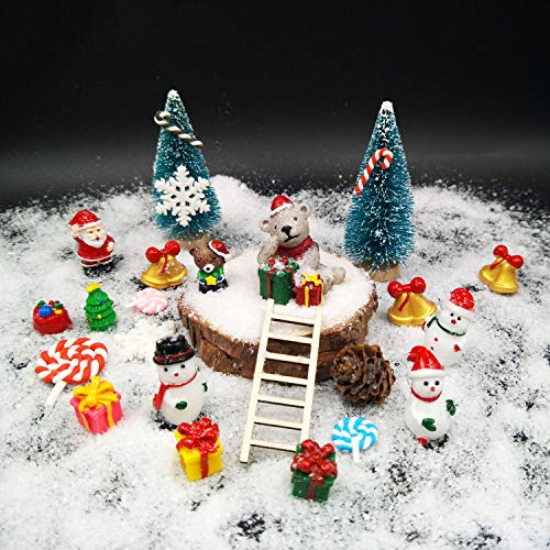 Emien 45Pcs Winter Christmas Miniature Ornament Kits For Diy Christmas Scene Fairy Garden Dollhouse Home Décor, Mini Christmas Trees, Snowman For Christmas Party Decoration Micro Landscape Accessories #TOP2