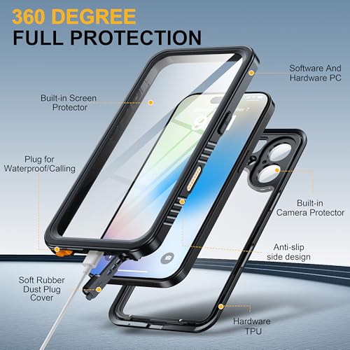 ANTSHARE IP68 Waterproof Case for iPhone 17, Black/Clear | [Built-in Screen Protector] - 12 FT Military Dropproof - Full Body Shockproof Heavy Duty Rugged Cover 6.9 inch - image 7