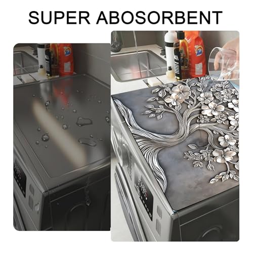 Image of Washer and Dryer Covers for the Top, Non-slip Dryer Top Protector Mat, Dust-proof Washing Machine Cover, 23.6 inch x 19.7 inch (Tree, 23.6 inch x 19.7 inch)
