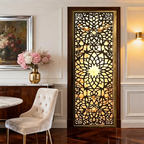 Image of Nuxovilar Moroccan Door Stickers Peel Stick PVC 30.3x78.7 in Cover | Door Stickers Wall Decals Peel Stick Cover Vinyl Art Poster Bedroom Living Room Boho Home (Moroccan)