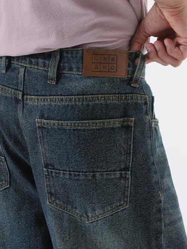 Image of Urbano Fashion Men's Loose Baggy Fit Heavy Washed Jeans Non-Stretchable