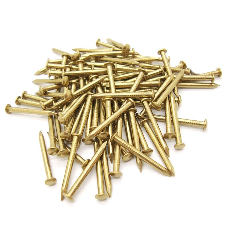 100Pcs Brass Nails and Pins Assortment, 8mm-20mm Length Wall Pins Tacks for Woodworking, Furniture Making, Hanging Pictures, Mirrors, Frames and Carpentry Projects