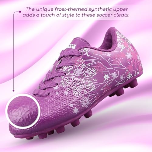 Vizari Frost Kids Soccer Cleats – Toddler, Little Kids Firm Ground Football Shoes with Rubber Studs | Lightweight, Comfortable, Non-Slip Design Purple3