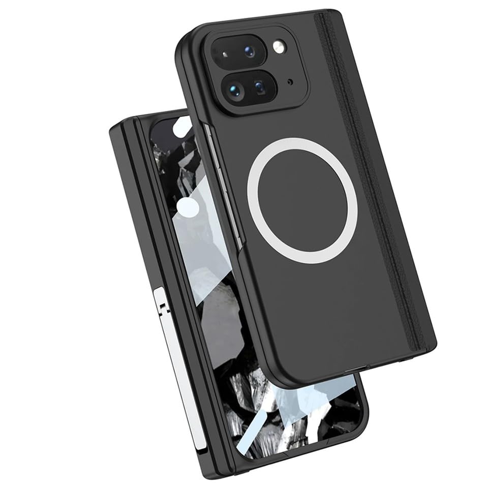 Coque Google Pixel 10 Pro Fold noire étui rigide à rabat avec support intégré