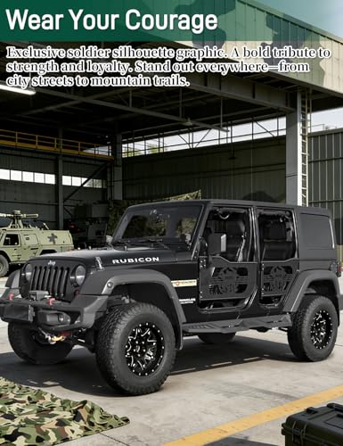 Image of JROAD Jeep Wrangler JK Summer Tubular Half Doors Fit For 2007-2018 Jeep Wrangler JK Unlimited 4-Door Soldier Pattern Front & Rear Tube Doors With Side View Mirror