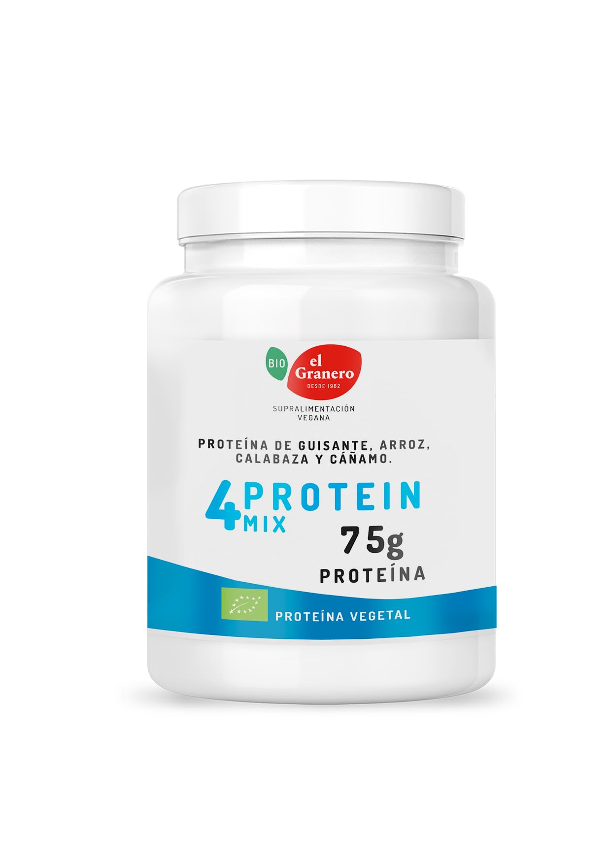 El Granero Integral - Bote Mix de Proteínas Bio - Contiene Guisantes, Arroz, Calabaza Tostada y Cáñamo - 500 g - Ayuda al Rendimiento Deportivo y a la Recuperación Muscular - 100% Vegano