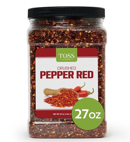 TOSS Crushed Red Pepper Flakes, Red Chili Flakes Bulk Spice 27 OZ Container, Hot Pepper For Pizza Seasoning, Great for Chowder, Seafood, Pasta Seasonings and Spices for Cooking