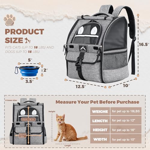 Pet-Carrier-Backpack-for-Dogs-and-CatsPuppiesVentilated-Design-Breathable-Dog-Carrier-BackpackCat-Bag-for-Hiking-Travel-Camping-Outdoor-UseGray
