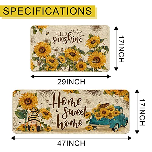 Hexagram Sunflower Kitchen Rugs And Mats Set Of 2, Sunflower Kitchen Mats, You Are My Sunshine Farmhouse Anti Fatigue Mats For Floor Decorations, Sunflower Kitchen Decor 17X29 Inch-17X47 Inch #TOP2