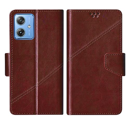 Image of SBMS Flip Cover for Motorola Moto G64 5G / G54 5G Back Cover Case with Magnatic Closure | Inbuilt Stand | Card & Money Pocket (Coffe Brown)