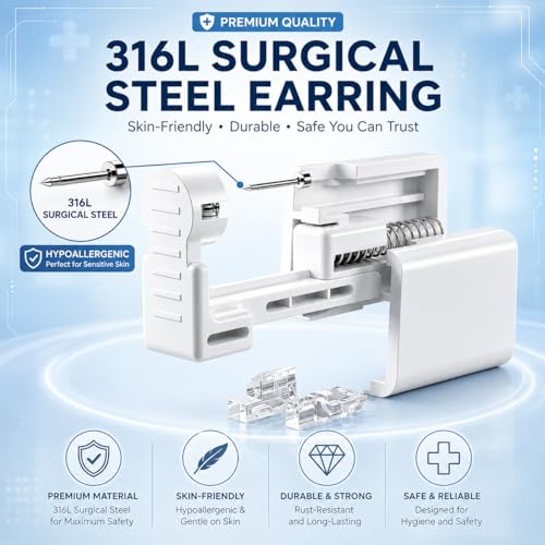 Image of Anzero Ear Piercing Kit, Disposable Ear Piercing Gun with 5MM CZ Studs (Pack of 2)
