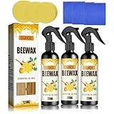 YG LianKai 3Pcs Beeswax Spray Furniture Polish, Original Natural Beeswax Care Spray, Wood Cleaner, Wood Floor Polish for Living Room,Kitchen,Wooden Furniture Floors(120ml+Sponge+Cloth)