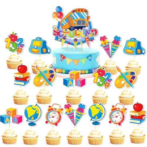 Decoración para tartas, Kit para Decorar Cupcakes, Práctico juego de 17 unidades, Decoración para cumpleaños infantiles y ocasiones especiales, Perfecto para hornear con niños