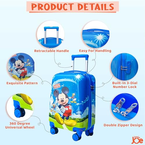 Image of JUNIOR JOE 20 Inch Kids Suitcase with 4 Wheel Travel Trolley Bag (4 Day Trip) (Multicolour-1)