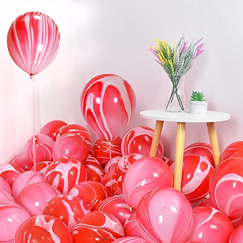 Image of 50pcs Pink Marble Balloons 12 Inch Marble Agate Latex Balloons for Pink Valentine Party Birthday Tie Dye Balloons Easter Decoration Wedding Baby Shower Festival Photobooth