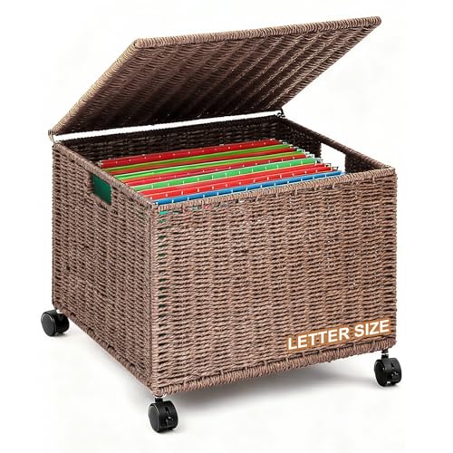 Decorative Wicker File Cabinet for Home Office