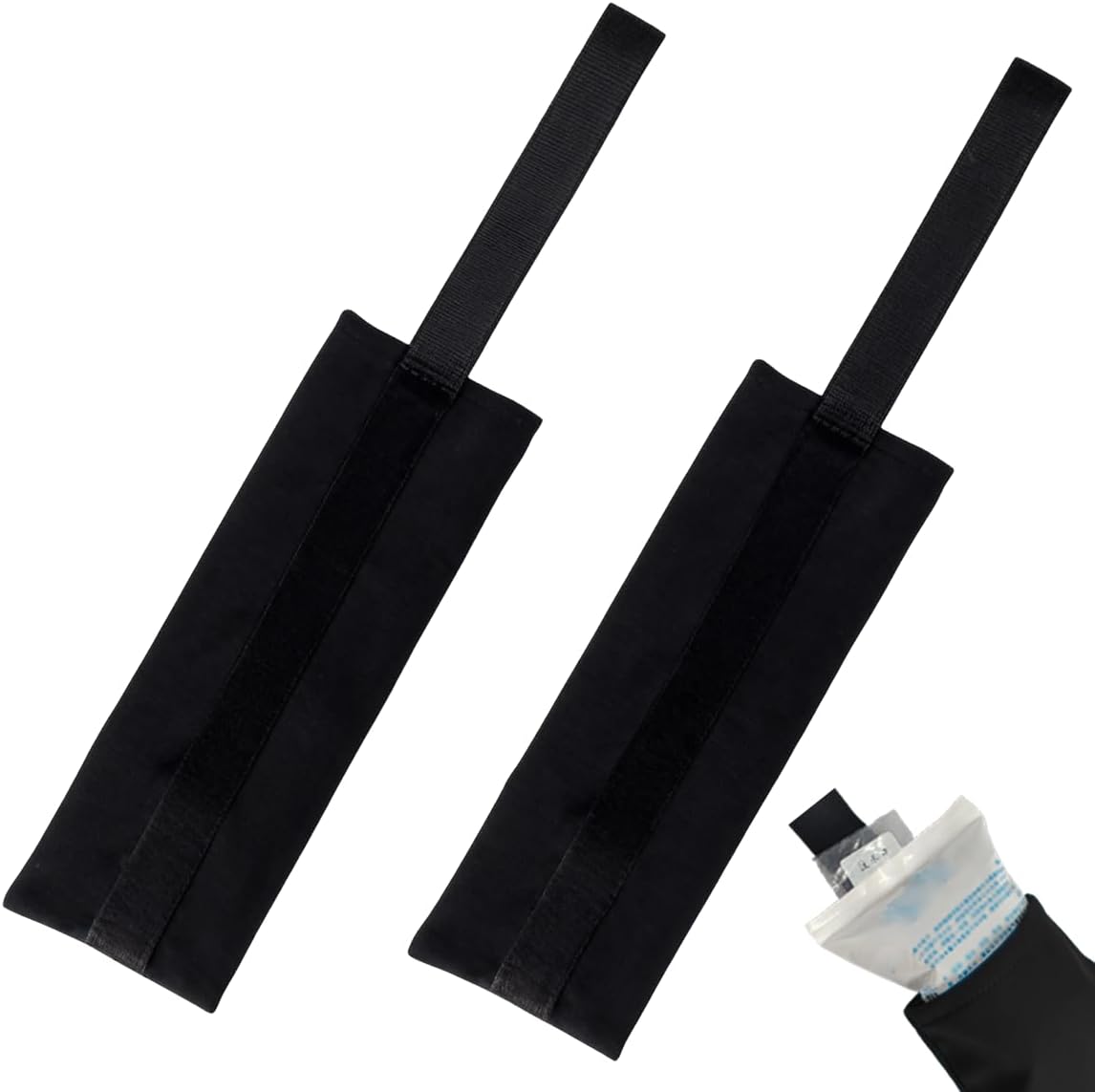 2PCS 5"x17" Adjustable Ice Pack Sleeve, Reusable Ice Pack Bag for Cold Compress for Inflammation,Multi-use Cover for Pain Relief of Shoulder, Back,Thighs(Black)