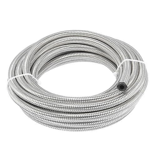 X AUTOHAUX 20ft 4AN Braided Stainless Steel CPE Oil Fuel Gas Line Hose