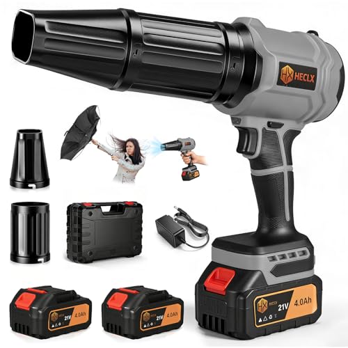 Image of Cordless Leaf Blower with 2 Batteries & Charger - 990,000 RPM Handheld Electric Leaf Blower, Lightweight for Patio, Lawn, Leaves, Dust - Gray