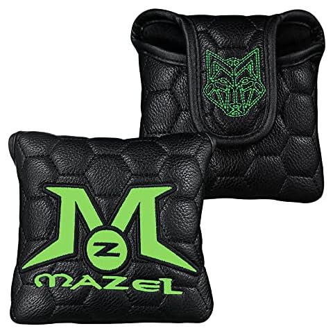 MAZEL Embroidered Wolf Golf Putter Head Cover Magnetic Closure Mallet Putter Headcover,Fit for Taylormade Titleist Scotty Cameron Callaway Ping,Black Cover